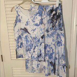 Habitat Abstract Blue and White Maxi Skirt